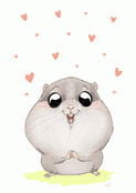 Hamster joyeux au milieu des c&oelig;urs
